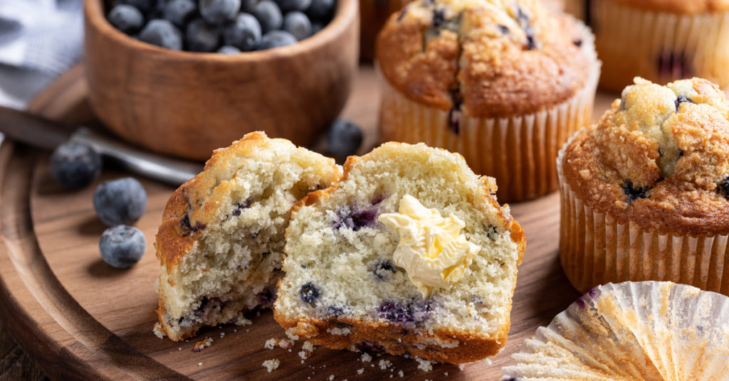 low sugar blueberry muffins
