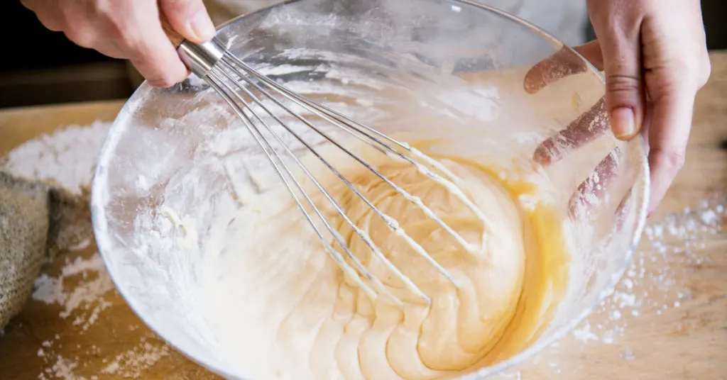 whisk the egg substitute into the cake batter