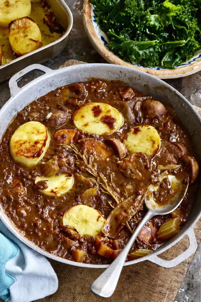 no beef red wine lentil stew