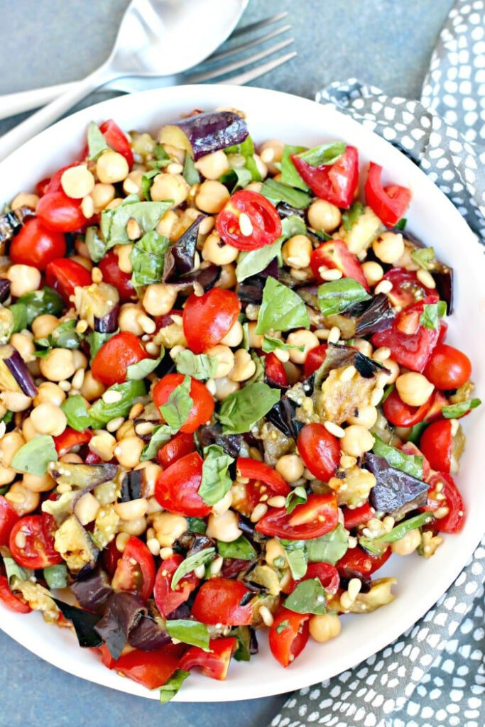grilled eggplant salad with chickpeas