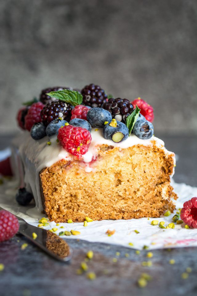vegan lemon raspberry loaf cake