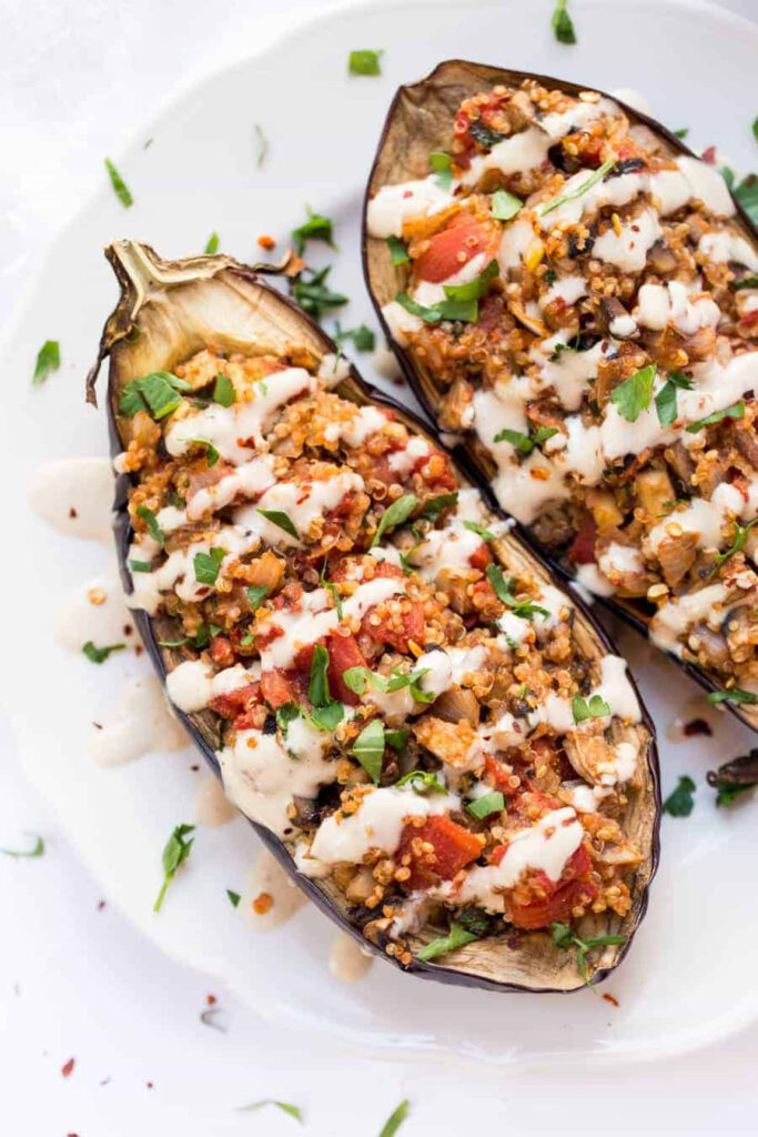 quinoa stuffed eggplant