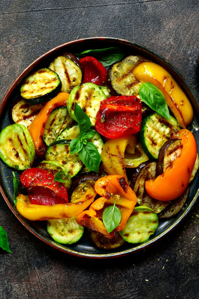 Simple Roasted Summer Veggies - Eggplant, Bell Peppers and Zucchini