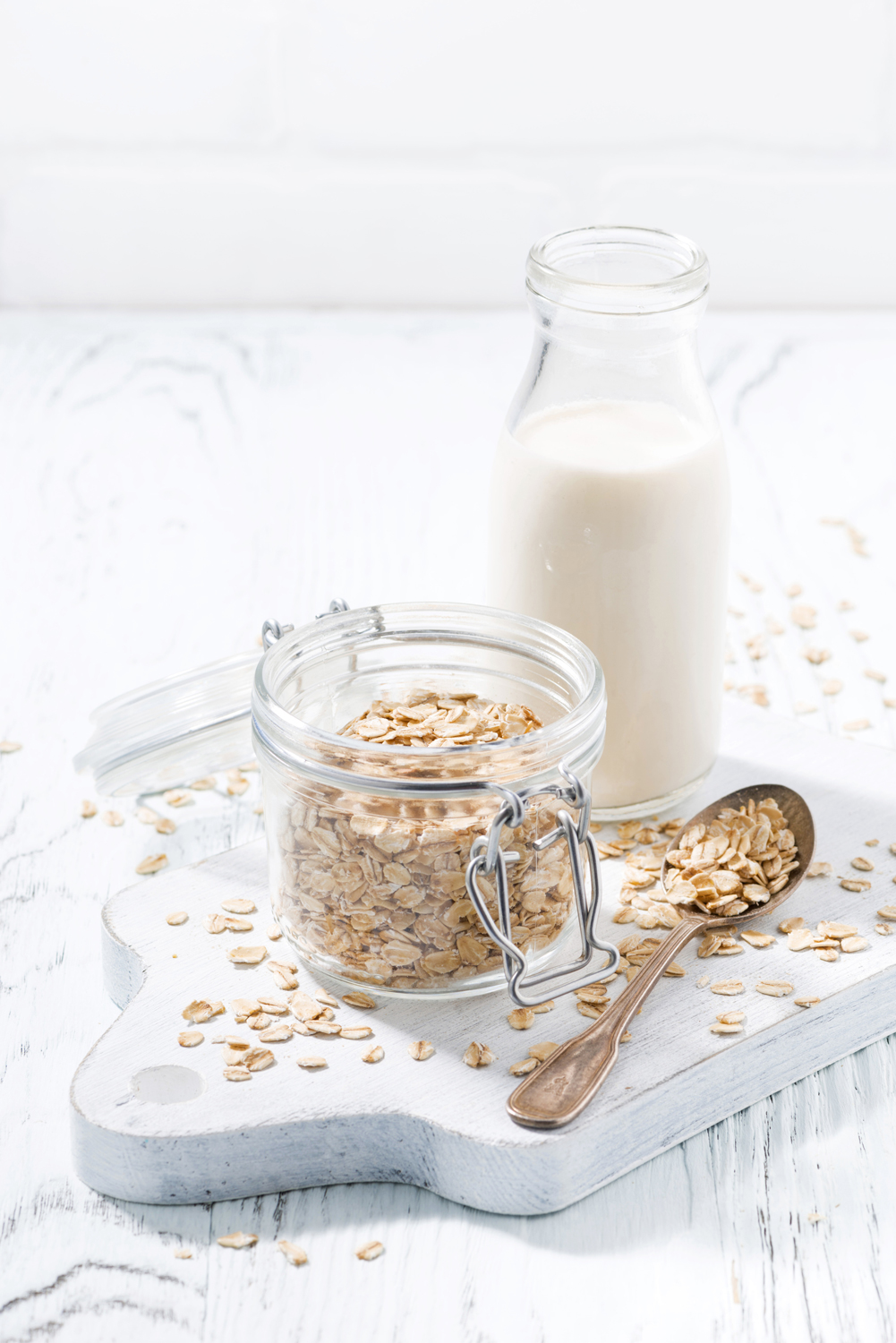 add oats to a glass container