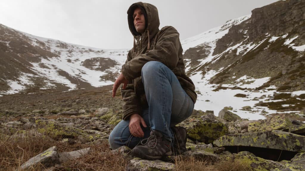 hiking in jeans