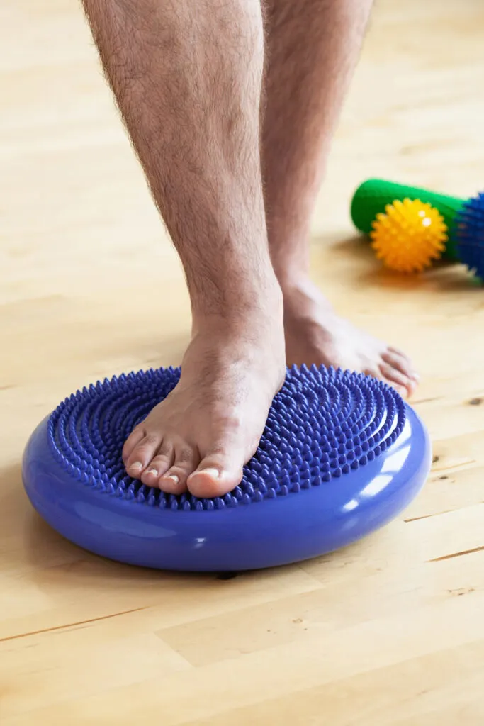 strengthen ankles with a wobble cushion
