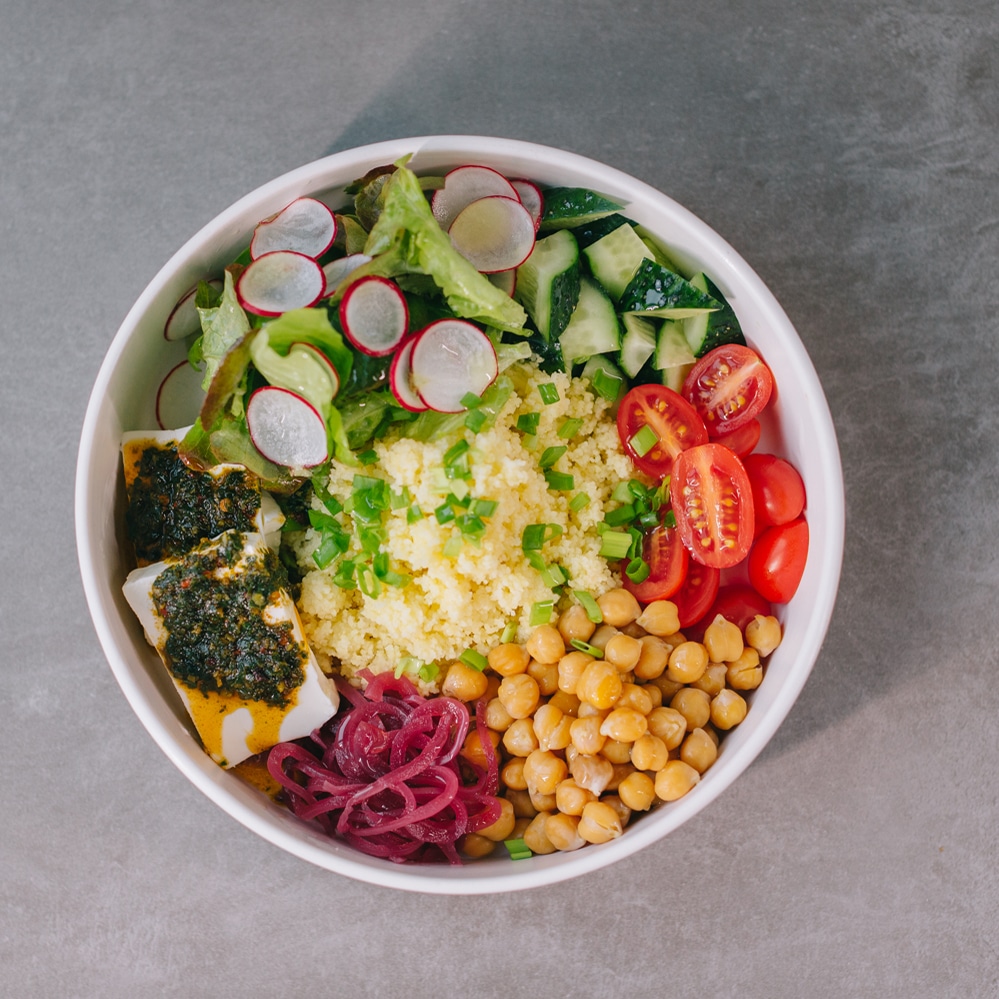 tofu and chickpea bowl