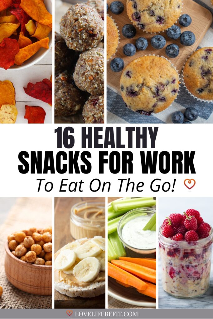 healthy snacks for work: roasted chickpeas, healthy muffins, overnight oats