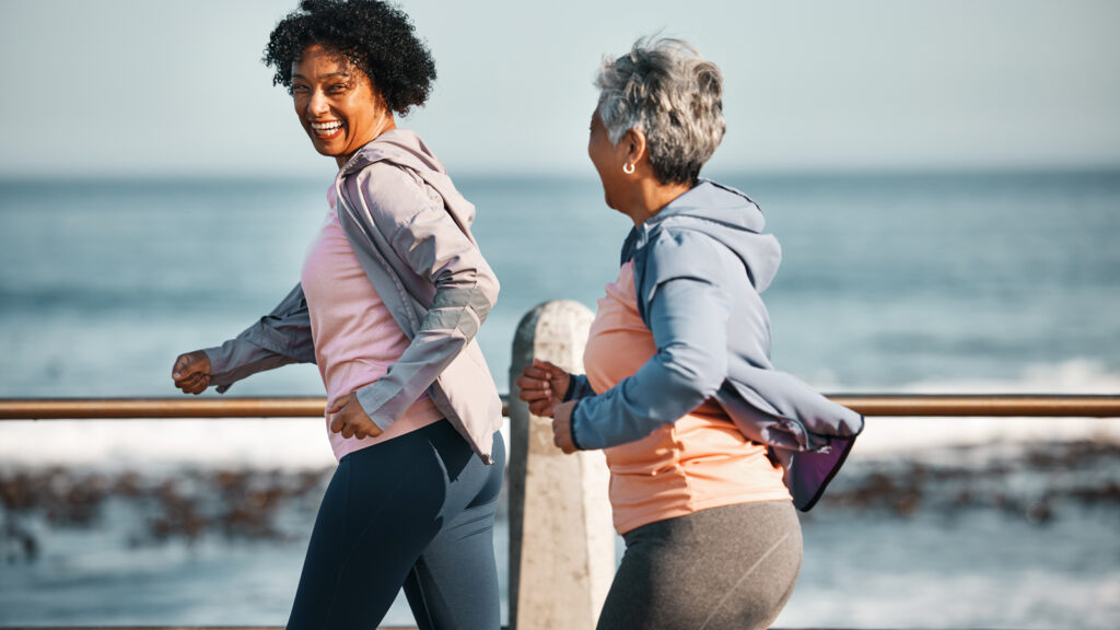 photo of two women walking for fitness