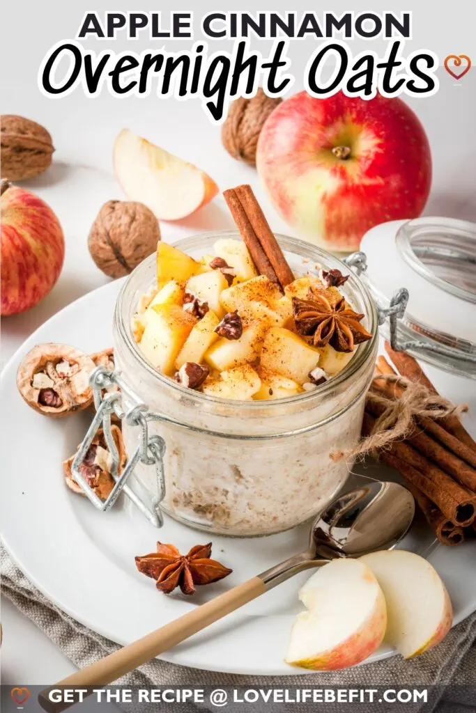 Image of apple cinnamon overnight oats in a jar