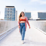 Image of a young overweight woman walking for exercise