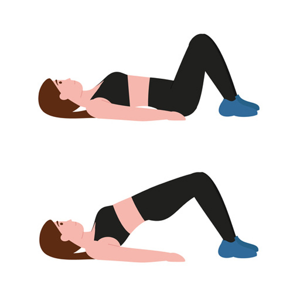 Illustration of how to do glute bridges