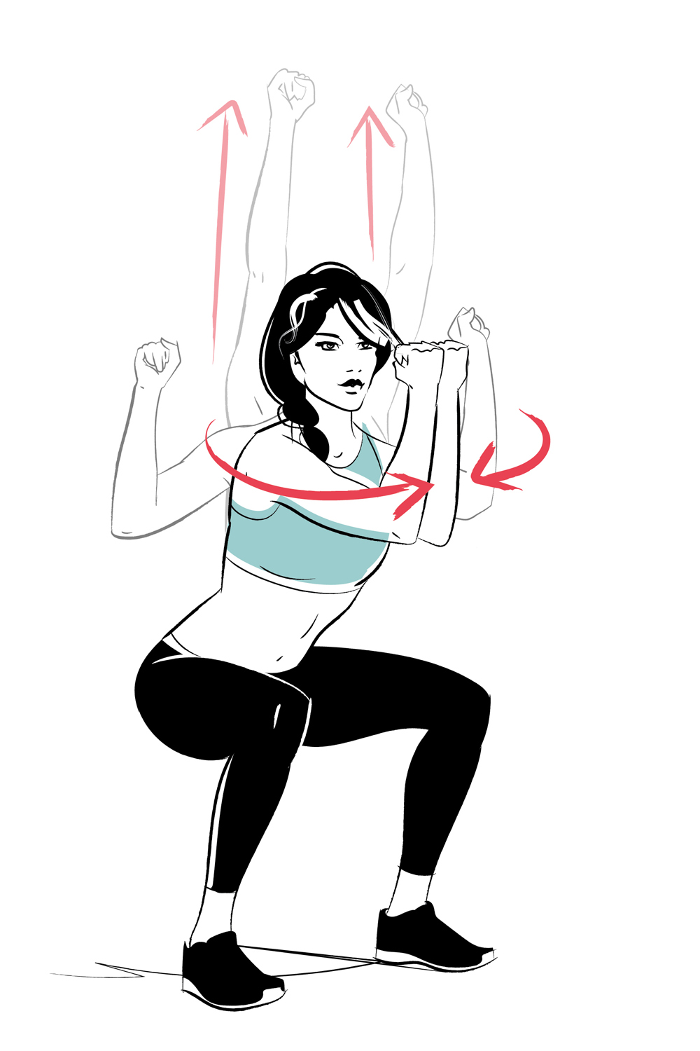 Illustration of how to do squats