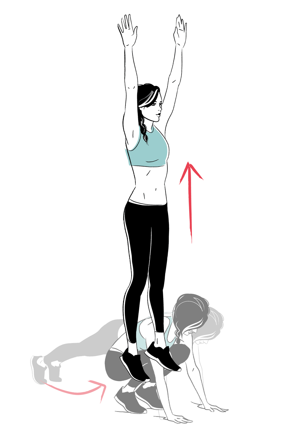 Illustration of burpee jump