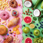 Images of healthy food contrasted with images of food full of added sugar to promote a sugar detox