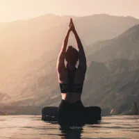 Image of a daily yoga practice in beautiful mountain surroundings