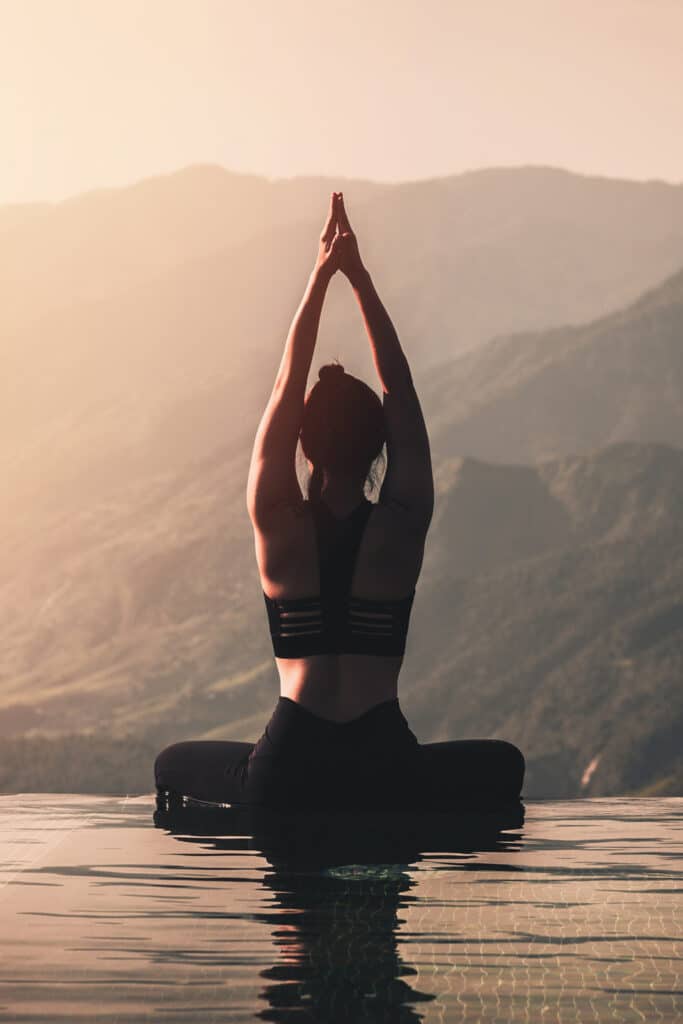 Image of a daily yoga practice in beautiful mountain surroundings