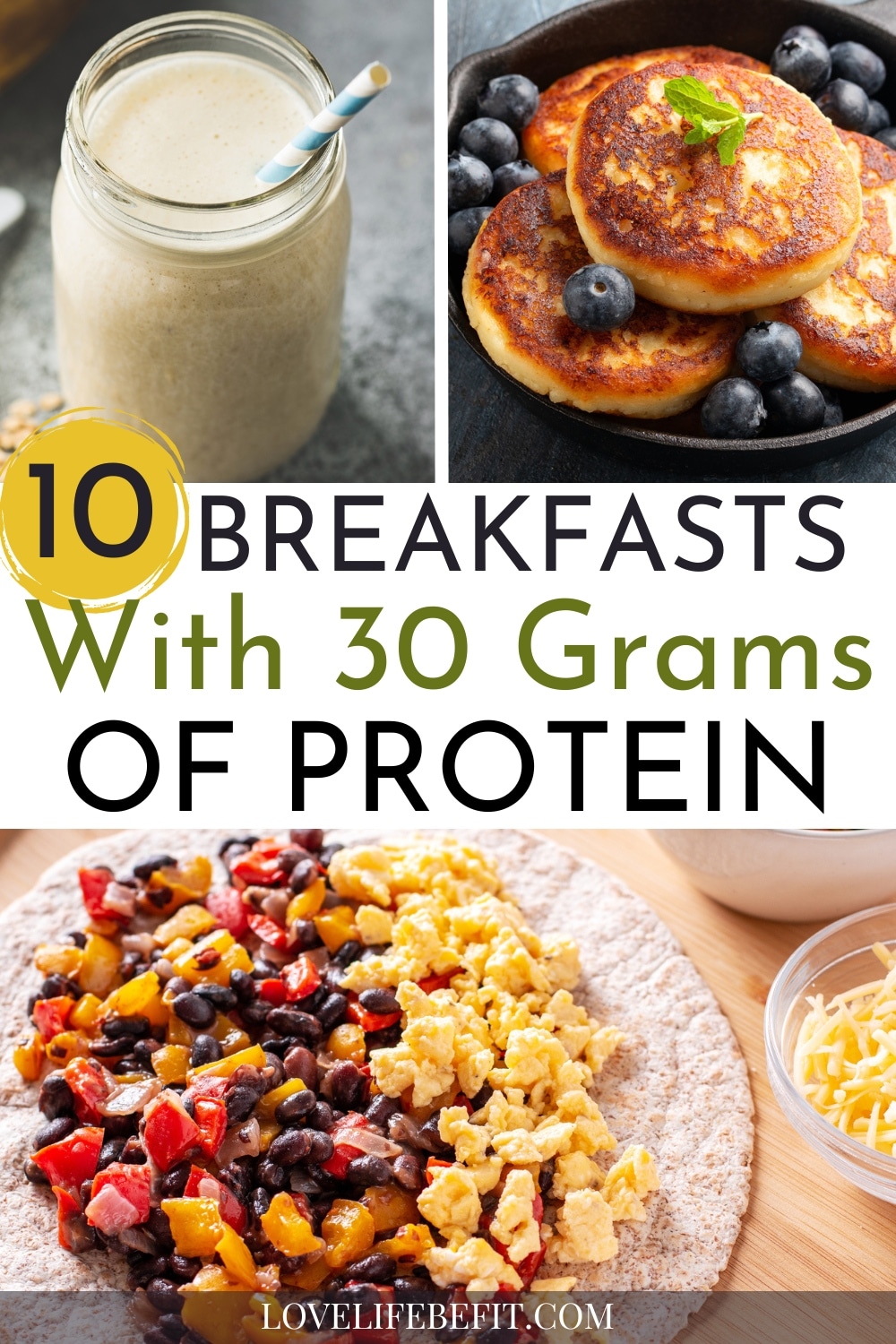 Images of breakfast ideas with 30 grams of protein