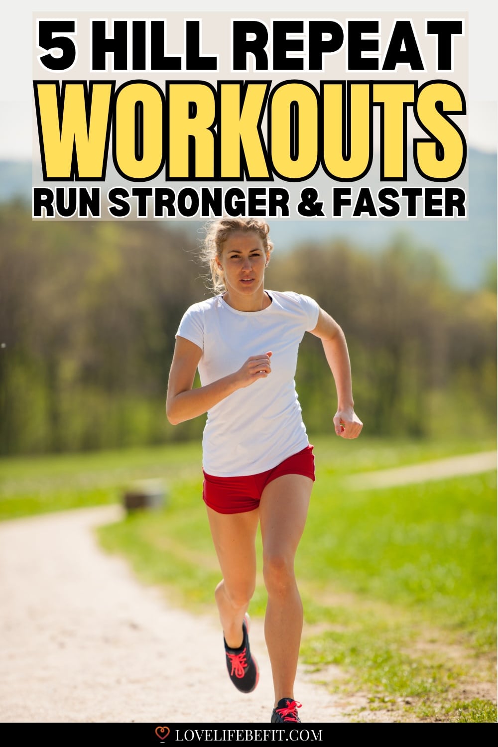 Image of a woman running hill repeats