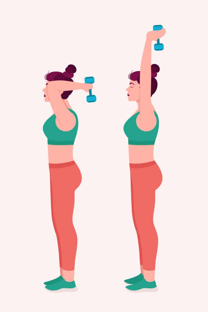 Illustration of dumbbell triceps extension