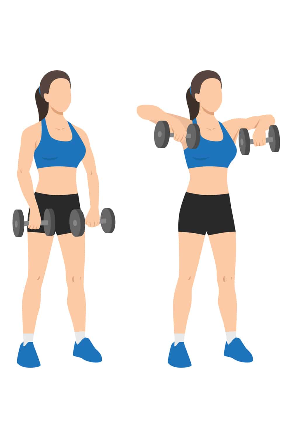 Illustration of dumbbell upright row