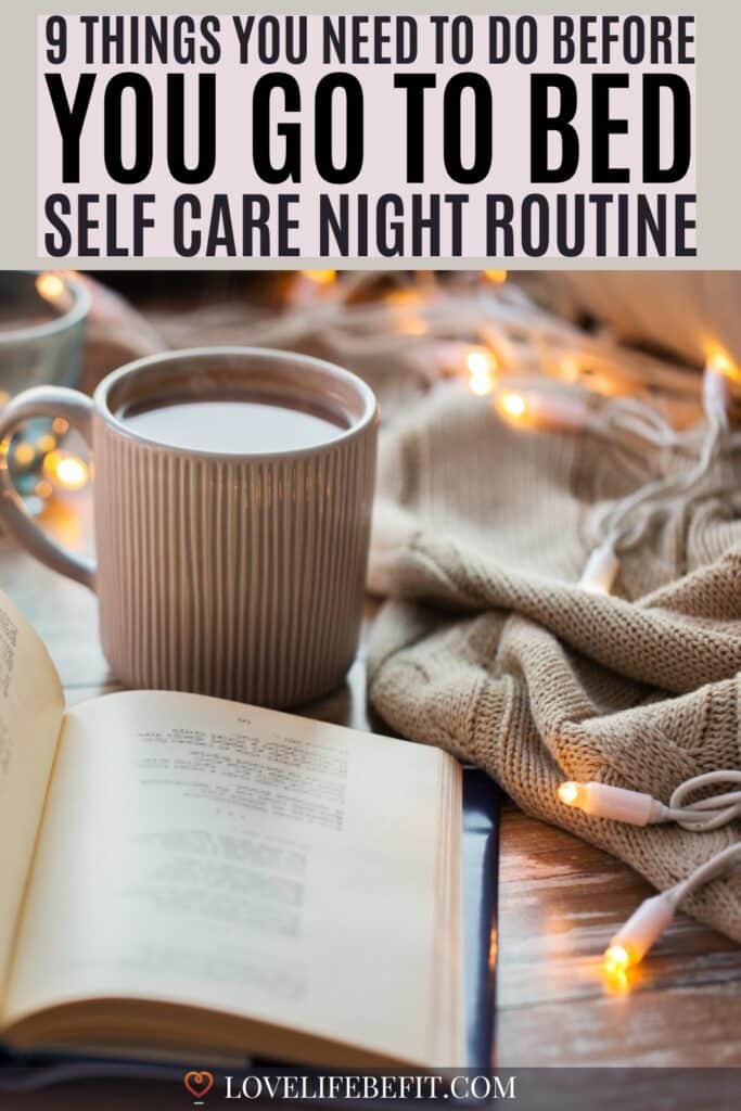 Image of a book, tea and a cosy wrap to help relax before bedtime