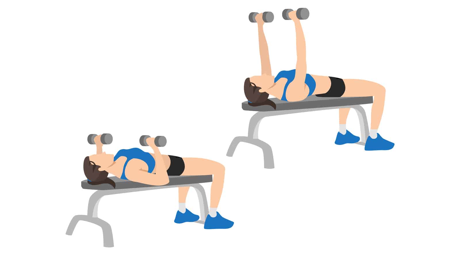 Illustration of dumbbell flat bench press