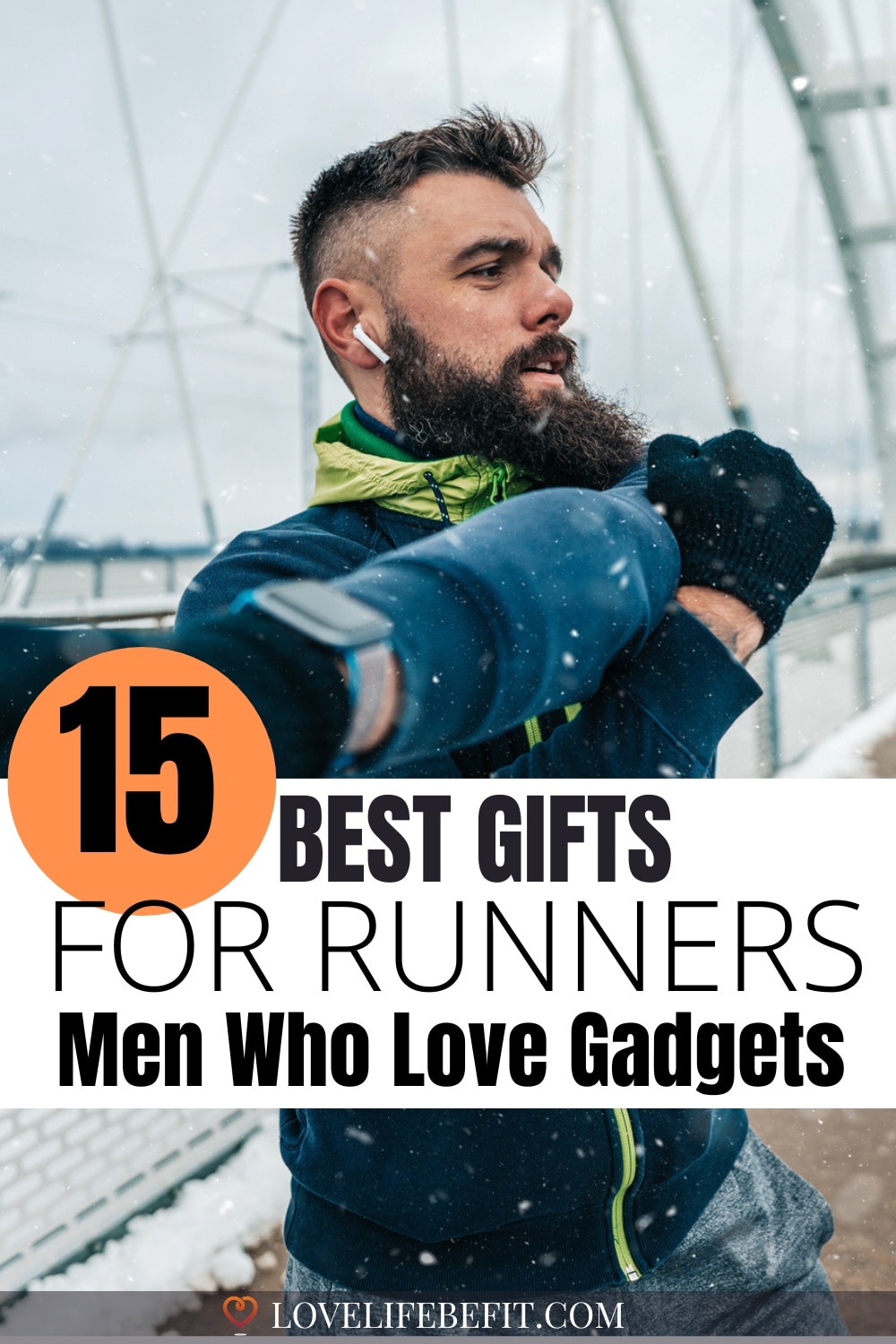 Image of a man warming to run in winter