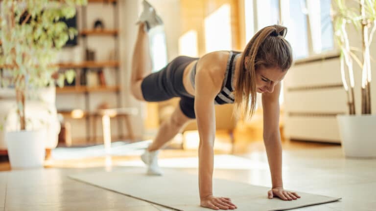 image of a woman completing a morning workout