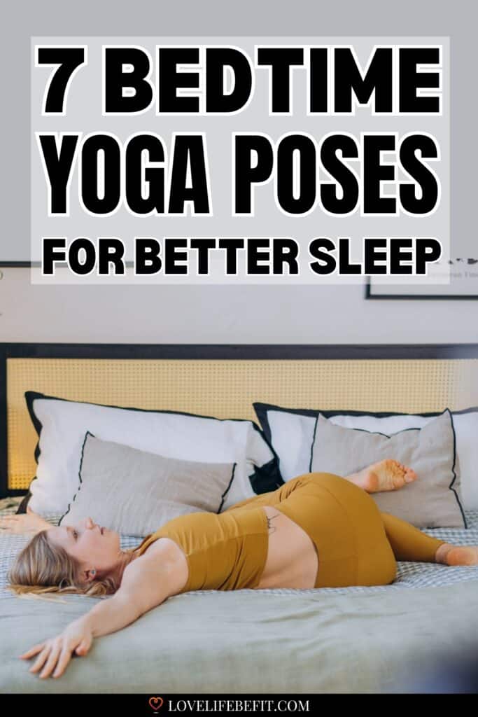 Image of a woman practicing bedtime yoga