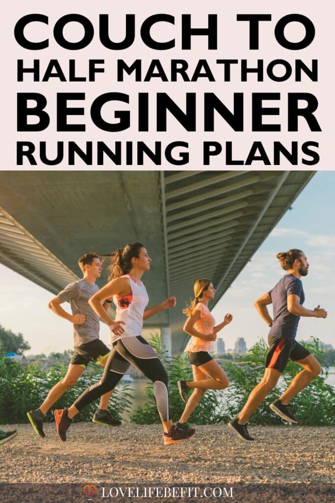 Image of runners passing under a bridge training for a half-marathon