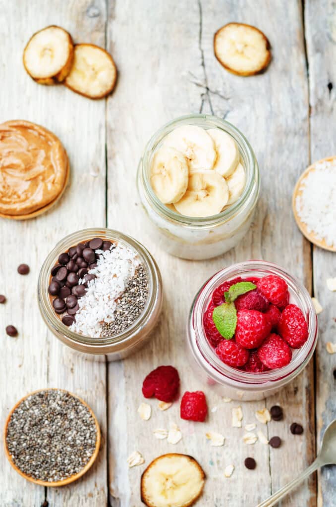 A selection of overnight oats recipes