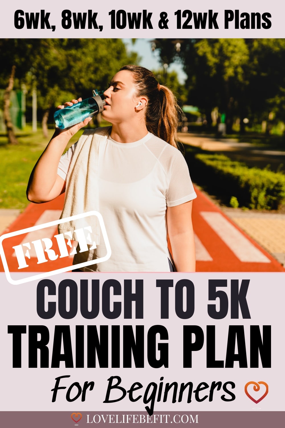 Image of a woman rehydrating after a run