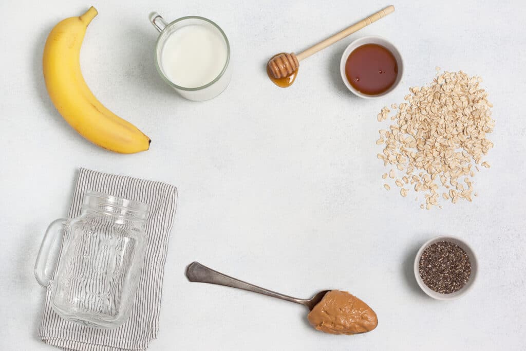 Image of ingredients for high protein overnight oats