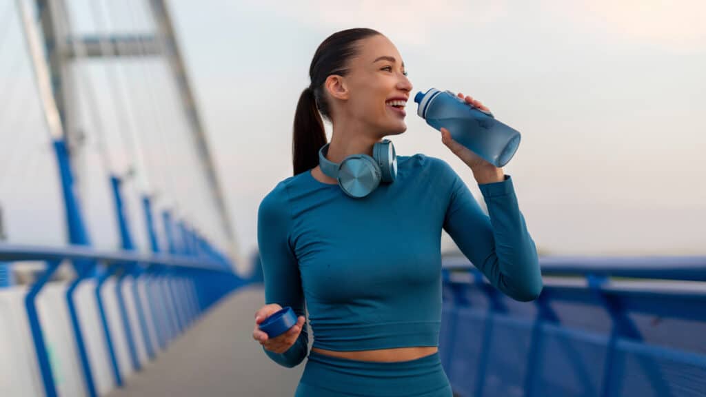 Image of a fit woman walking