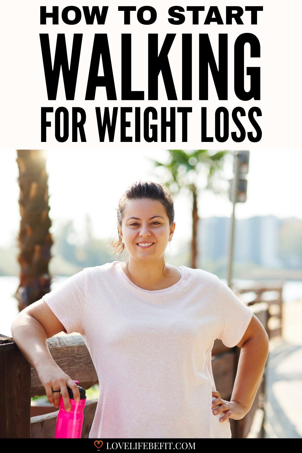 Image of a woman taking a break from walking exercise