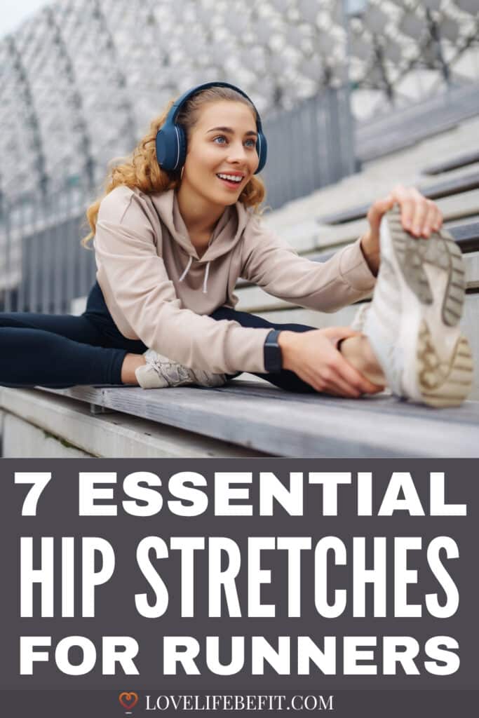 Image of a runner stretching her hips