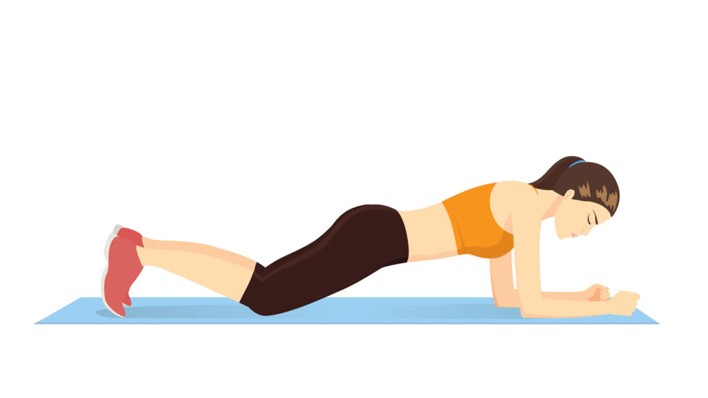 Illustration of a low knee plank