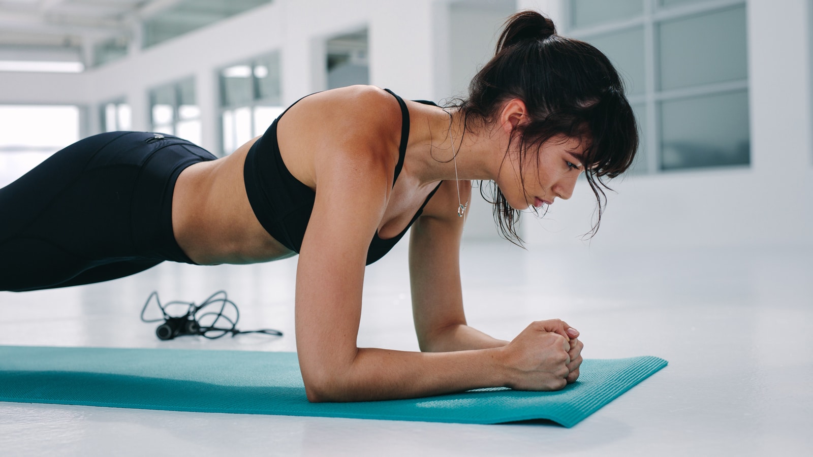 Image of a woman doing a plank workout